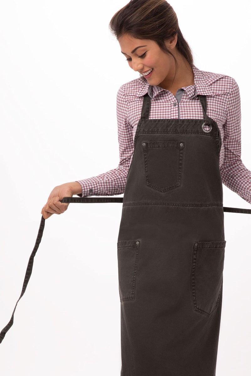 Chef Works Unisex Dorset Bib Apron, Pewter, One Size - Image 5